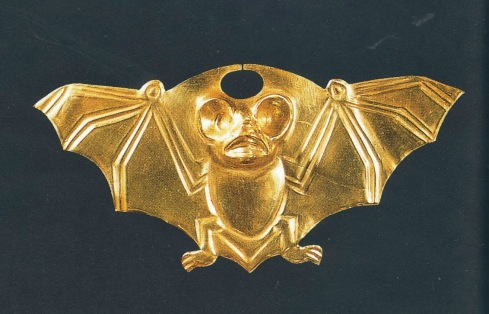 Gold Nasal Ornament with bat (Moche)